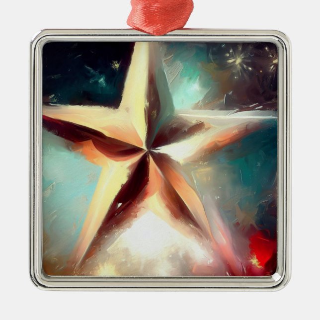 Christmas Star 2 Metal Ornament (Front)