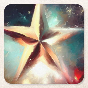 Christmas Star 2 Square Paper Coaster