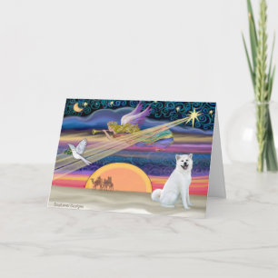 Christmas Star - Akita 1 (white) Holiday Card