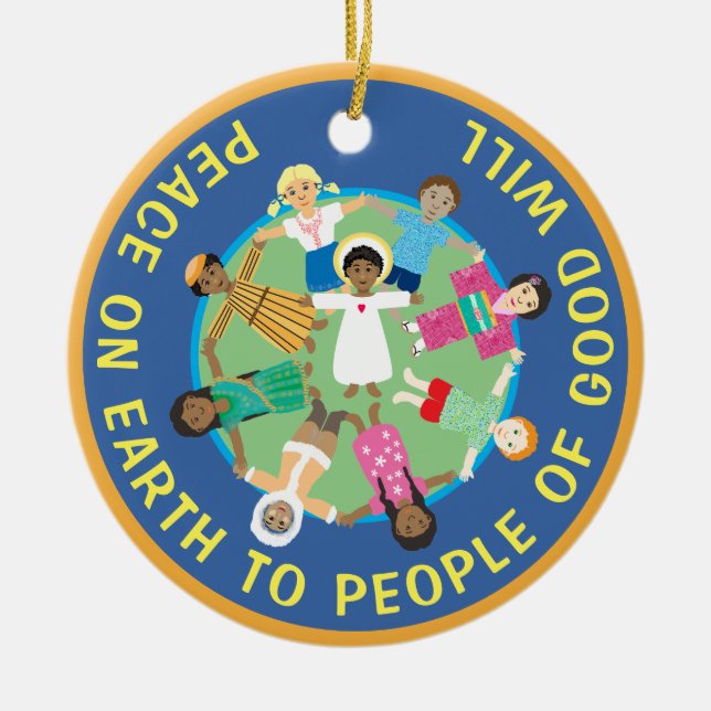 Christmas Star and Jesus Peace  Ceramic Ornament (Front)