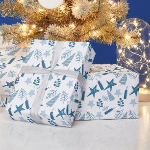 Christmas Star And Trees Wrapping Paper