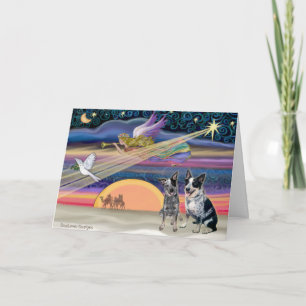 Christmas Star - Australian Cattle Dogs (two) Holiday Card