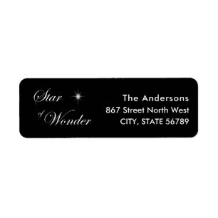 Christmas Star Black Return Address Label