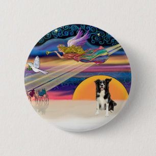 Christmas Star - Border Collie 4 6 Cm Round Badge
