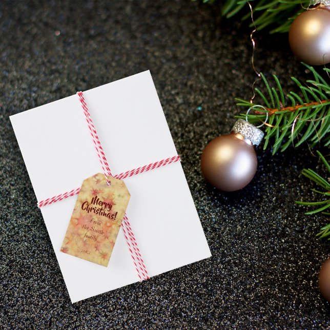 Christmas  star burgundy typography Gift Tag (Creator Uploaded)