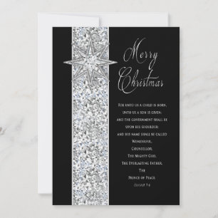 CHRISTMAS STAR - CHRISTIAN - BLACK/SILVER HOLIDAY CARD