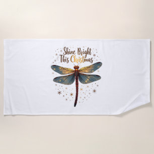 Christmas Star Dragonfly Beach Towel