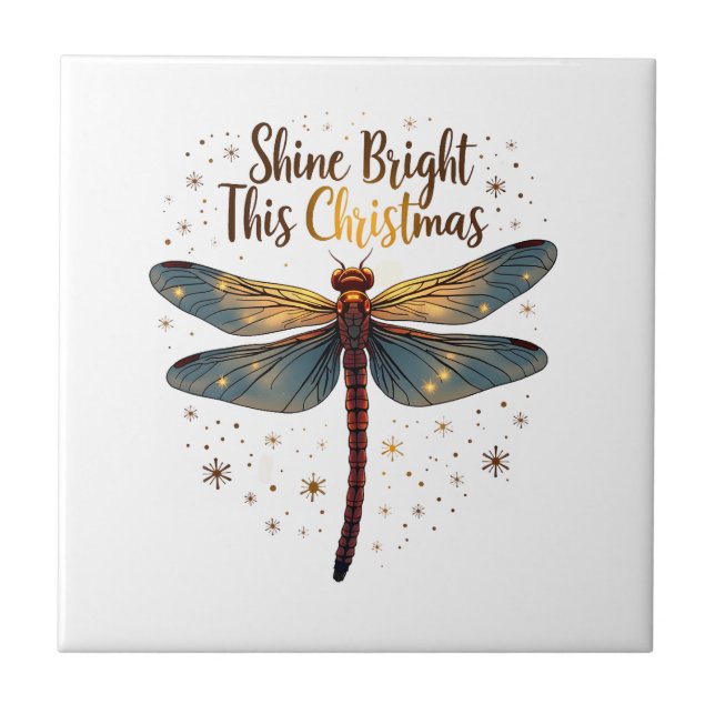Christmas Star Dragonfly Ceramic Tile (Front)