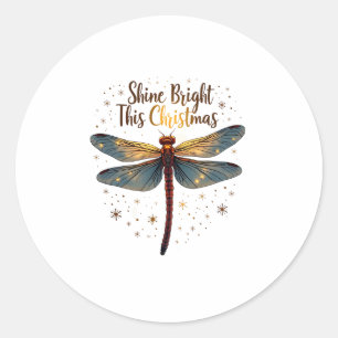 Christmas Star Dragonfly Classic Round Sticker