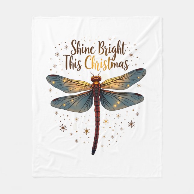 Christmas Star Dragonfly Fleece Blanket (Front)