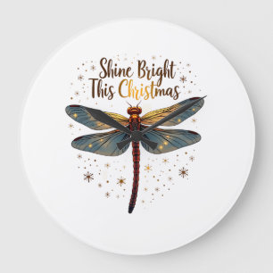 Christmas Star Dragonfly Large Clock