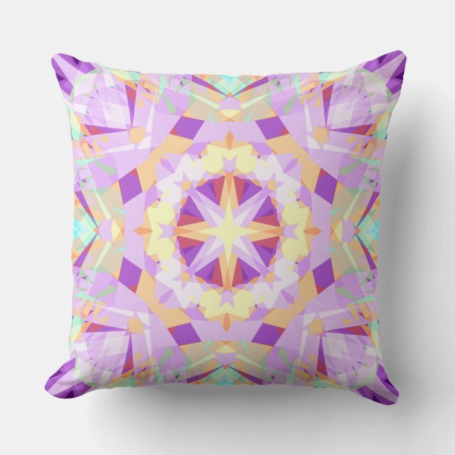 Christmas Star Festive Purple Gold Yellow Cushion (Front)