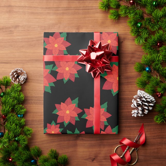 Christmas Star Flowers Wrapping Paper (Holiday Gift)