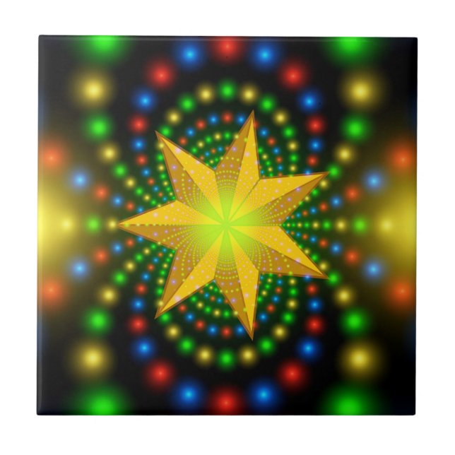 Christmas Star Fractal Design-29440 Ceramic Tile (Front)