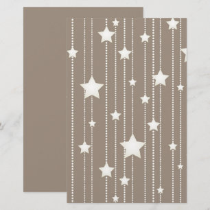 Christmas star garland, beige seasonal design stationery