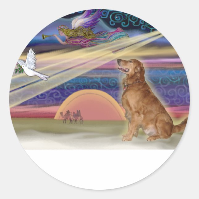 Christmas Star - Golden Retriever #3 Classic Round Sticker (Front)