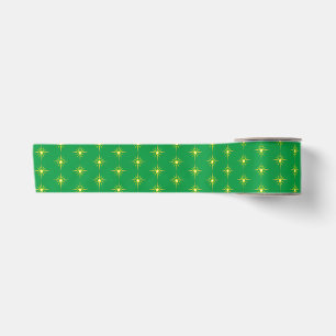 Christmas Star Green  Satin Ribbon