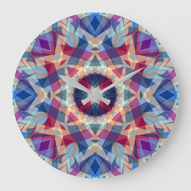 Christmas Star Jolly Blue Fun Purple Bright Yellow Large Clock (Front)