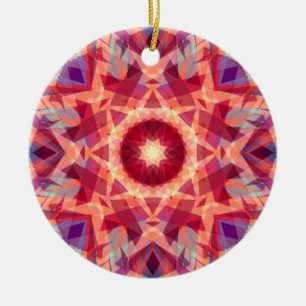 Christmas Star Jolly Red Fun Purple Bright Yellow Ceramic Ornament