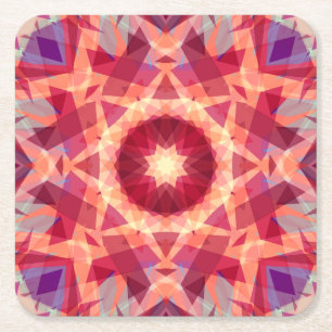 Christmas Star Jolly Red Fun Purple Bright Yellow Square Paper Coaster