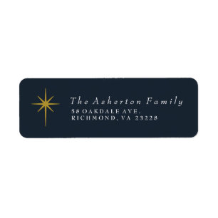 Christmas star navy return address label