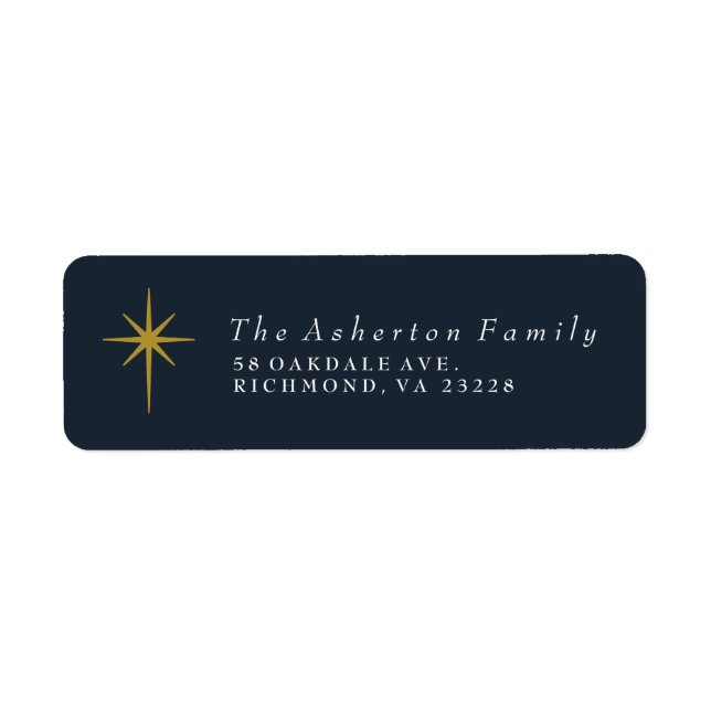Christmas star navy return address label (Front)