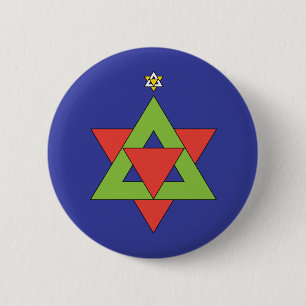 Christmas Star of David 6 Cm Round Badge