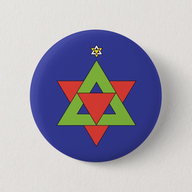 Christmas Star of David 6 Cm Round Badge (Front)