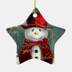 Christmas Star Ornament/Snowman Ceramic Tree Decoration