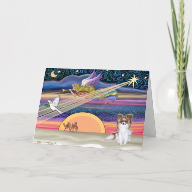 Christmas Star - Papillon (red sable) - Holiday Card (Front)