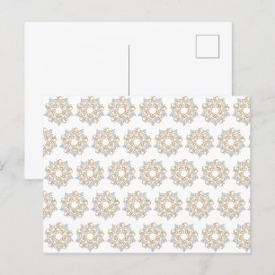 Christmas Star Pattern Gold Silver Calligraphy Art Postcard