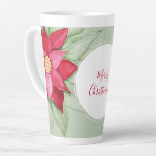 Christmas Star Poinsettia Watercolor Hand-painted Latte Mug