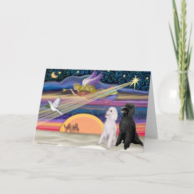 Christmas Star - Poodles (two Standard) - Holiday Card (Front)