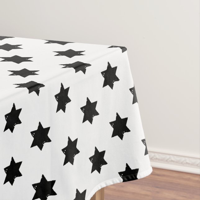 Christmas Star Potato Print Pattern Tablecloth (In Situ)