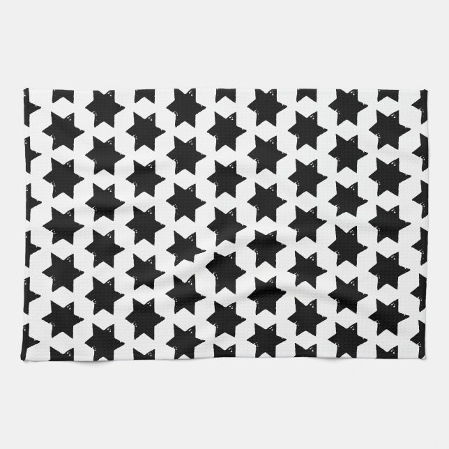 Christmas Star Potato Print Tea Towel (Horizontal)