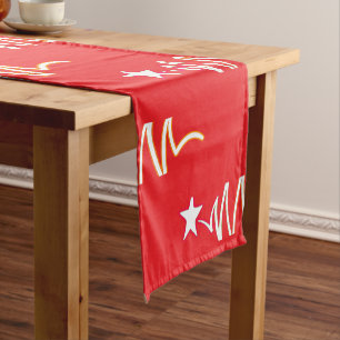 Christmas Star Red Holiday Short Table Runner