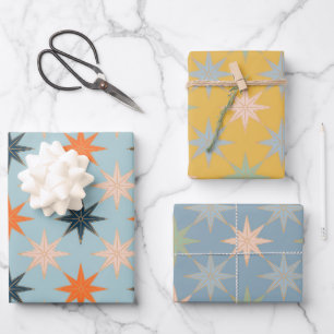 Christmas Star Retro Vintage Traditional Classic Wrapping Paper Sheet