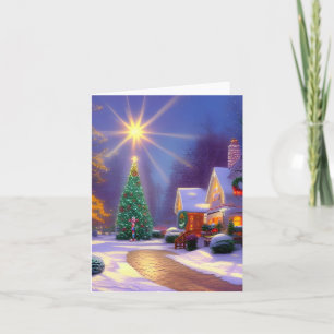 Christmas Star Shining Over a Christmas Tree Blank Card