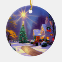 Christmas Star Shining Over a Christmas Tree 