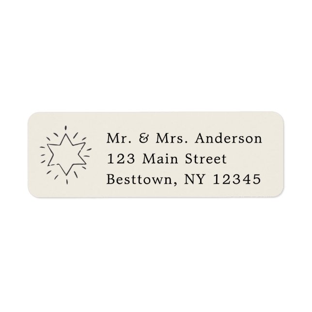 Christmas Star Simple Text  Return Address Label (Front)