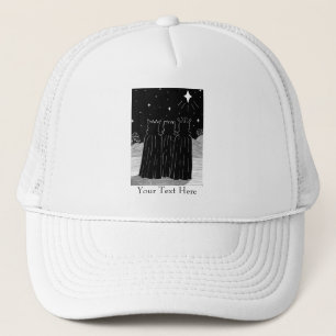 Christmas star three kings black & white seasonal trucker hat