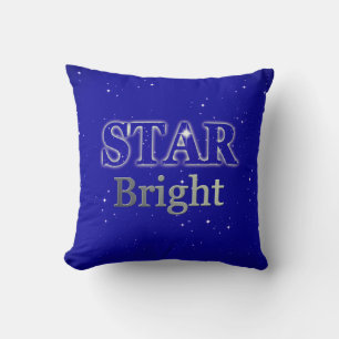 Christmas Star Word Art Blue and Silver  Cushion