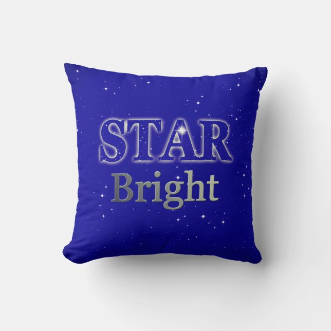 Christmas Star Word Art Blue and Silver  Cushion (Front)