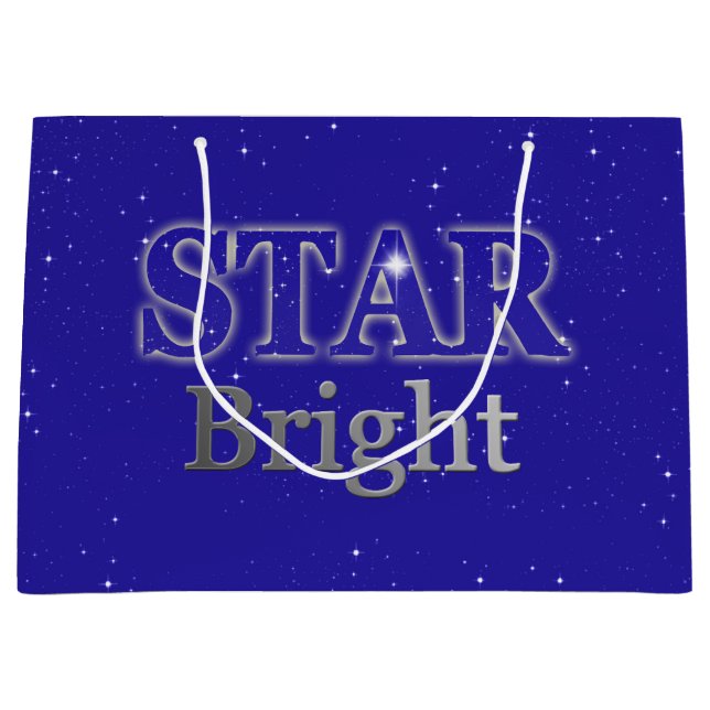 Christmas Star Word Art Blue and Silver  Large Gift Bag (Front)