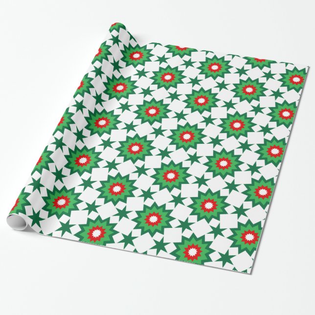 Christmas Starburst Geometric  Wrapping Paper (Unrolled)
