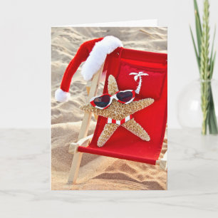 Christmas Starfish in Bikini and Sunglasses Holiday Card