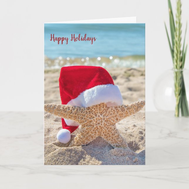Christmas starfish in sand card (Front)