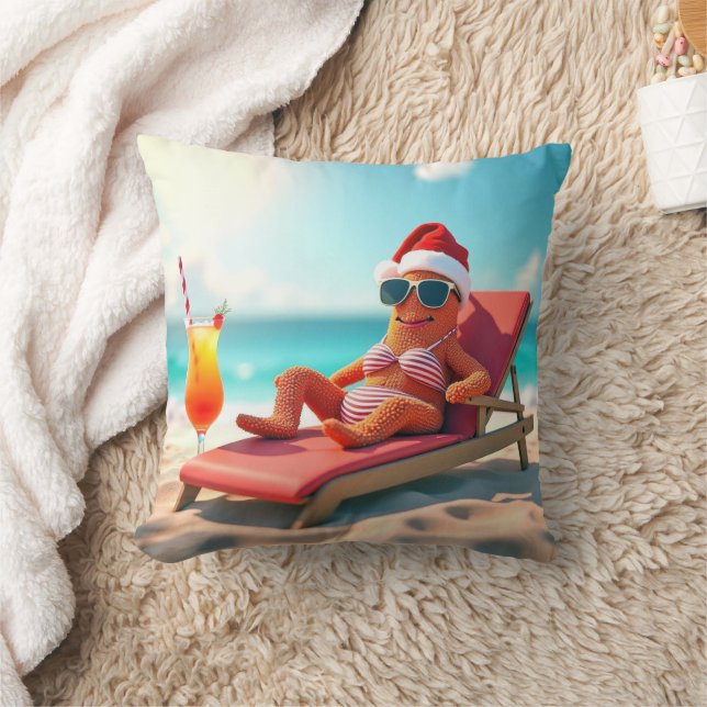 Christmas Starfish Sunbathing In a Bikini Cushion (Blanket)