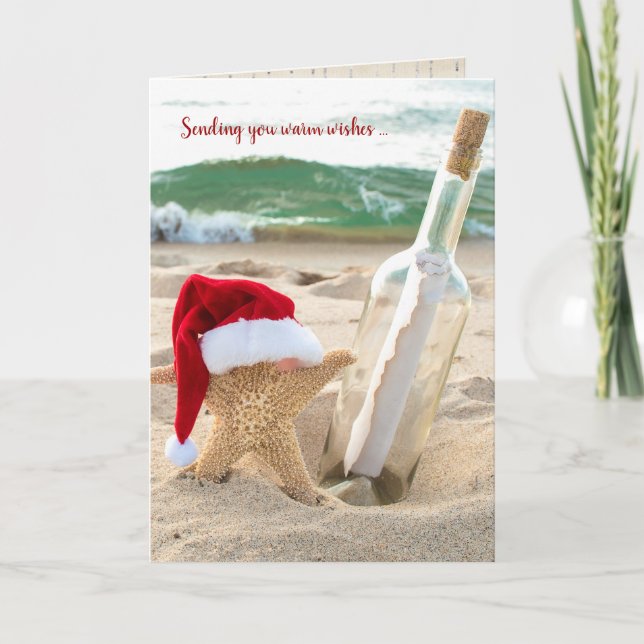 Christmas starfish with message in bottle card (Front)