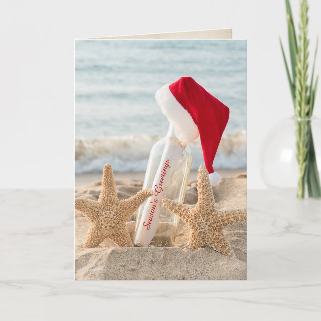 Christmas starfish with message in bottle card (Front)